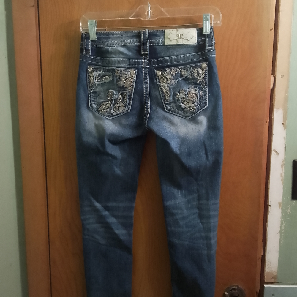 Miss Me Dark Blue Skinny Jeans with‎ Embroidery